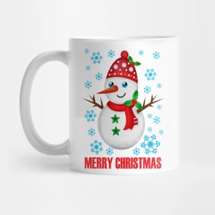 Merry Christmas Snowman and snowflakes Mug